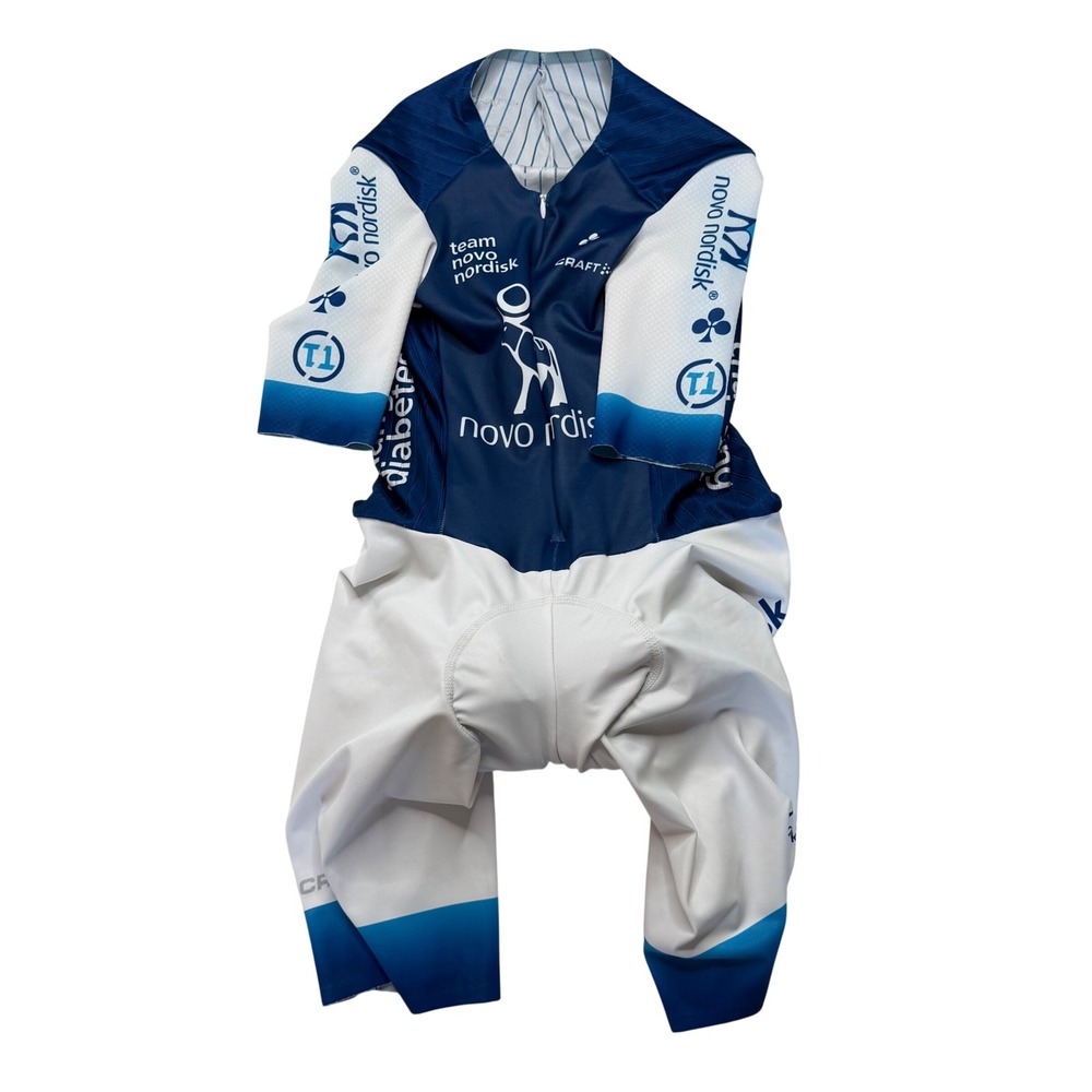 CRAFT Novo Nordisk Cycling Skinsuit Blue White Padded Pro Men's Size Medium Bike